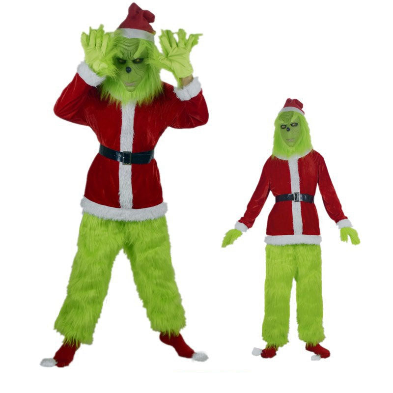 Adult Santa Grinch Costume Outfit, Faux Fur