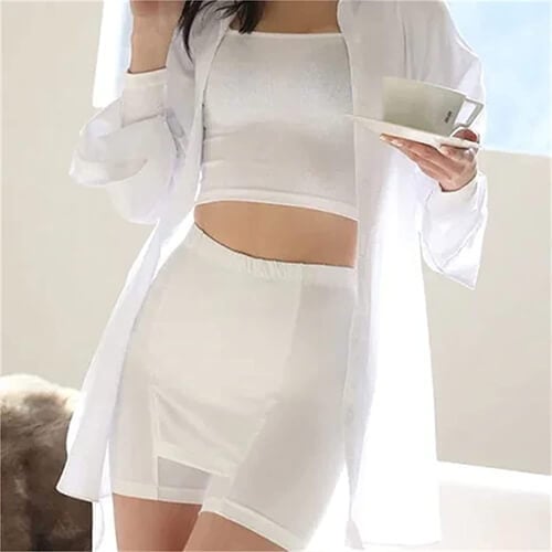 🔥Hot Sale🔥Double-layer Front CrotchIce Silk Safety Shorts(2pcs)