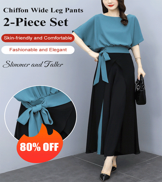 Chiffon Wide Leg Pants 2-piece Set