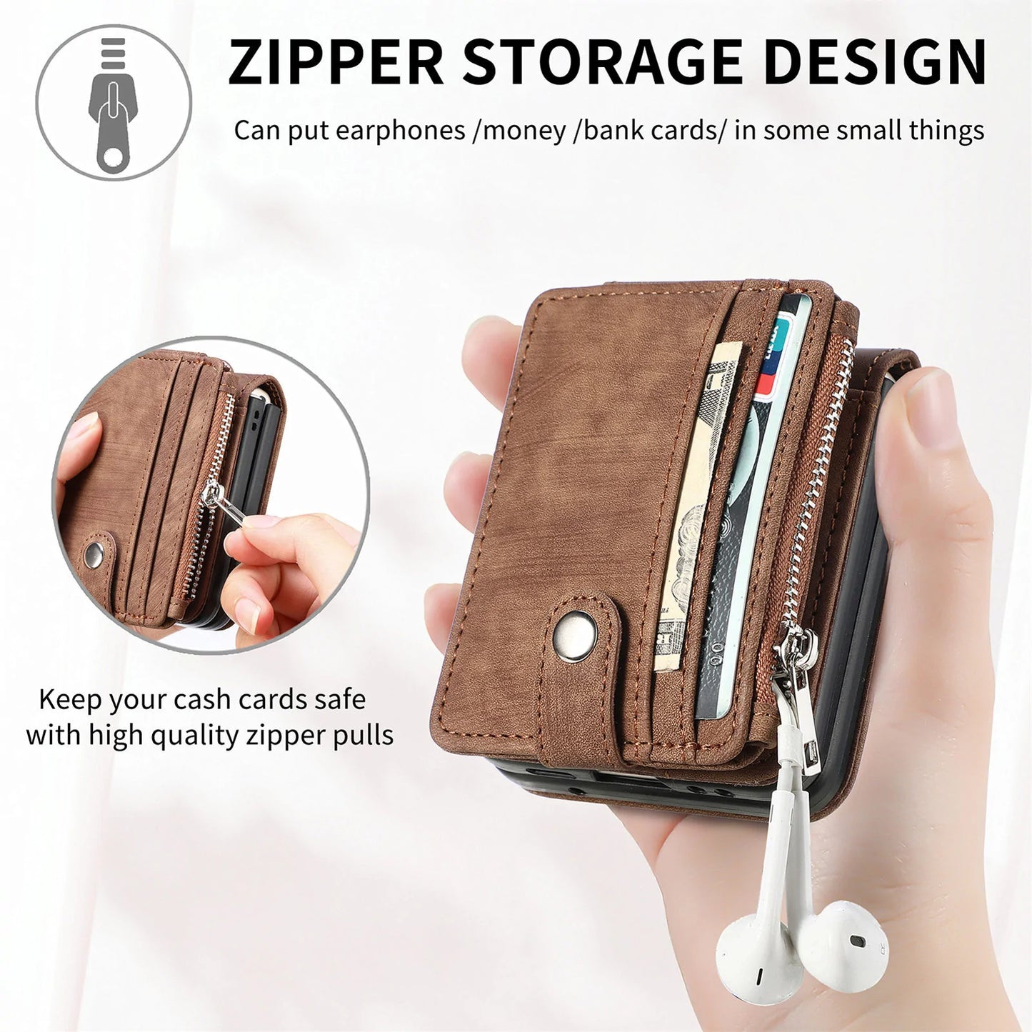 Suitable For Samsung z flip3/4 Wallet Phone Case With Card Holder