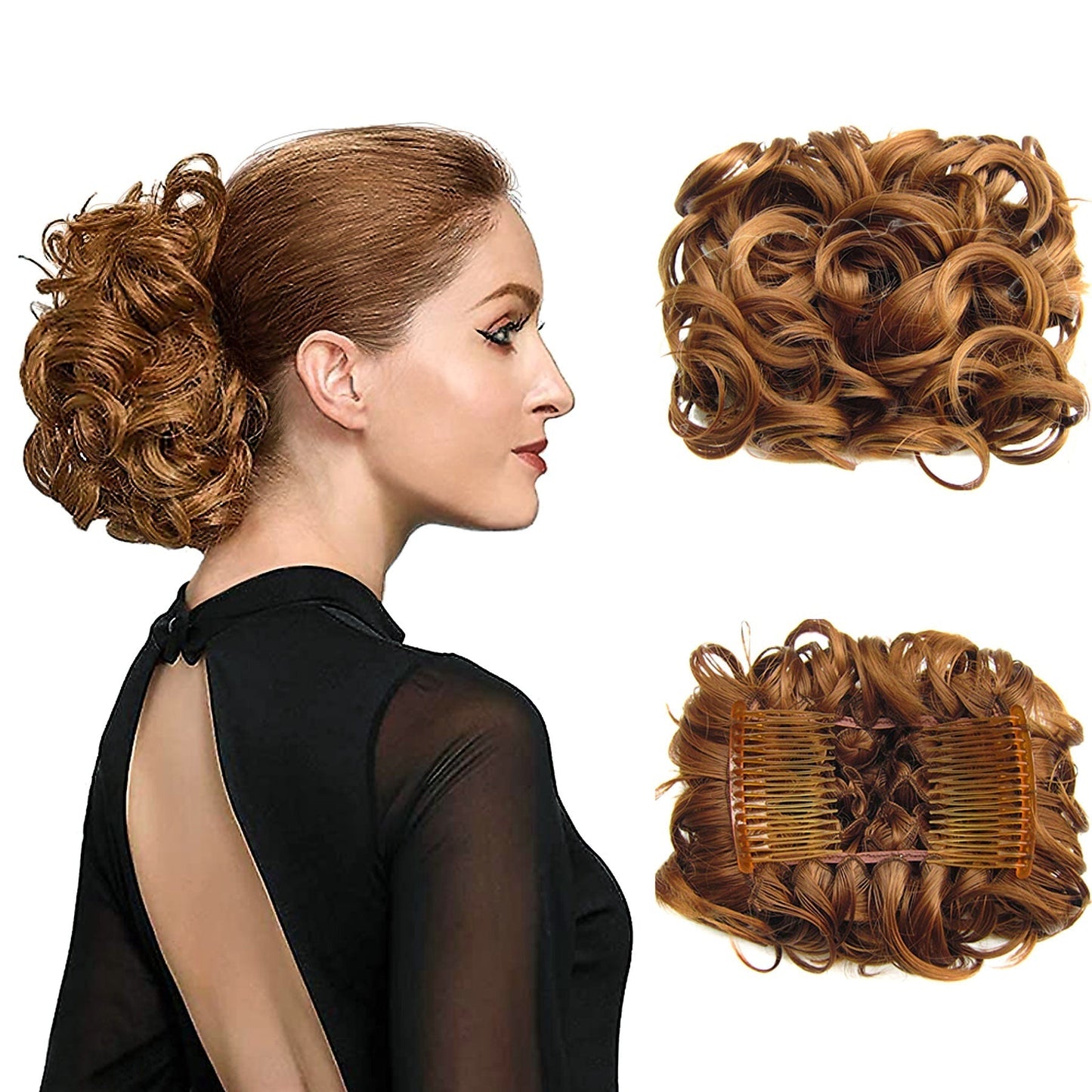 Extension De Chignon Pour Cheveux Bouclés Courts Et Désordonnés / Extension of Short and Messy Curly Hair Bun