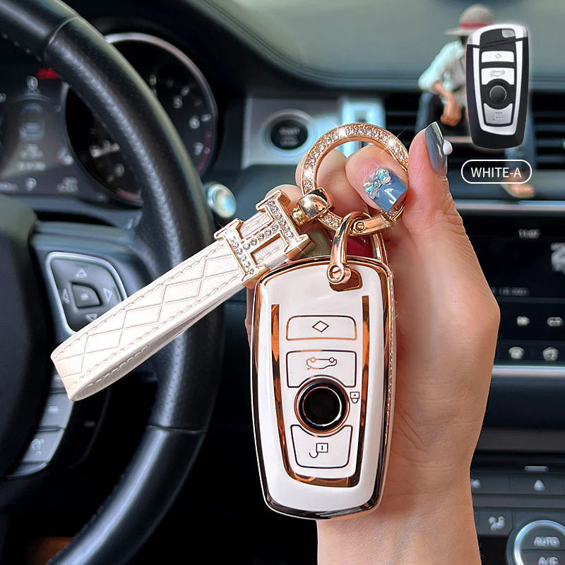 BMW Car Key Case Rhinestones Keychain