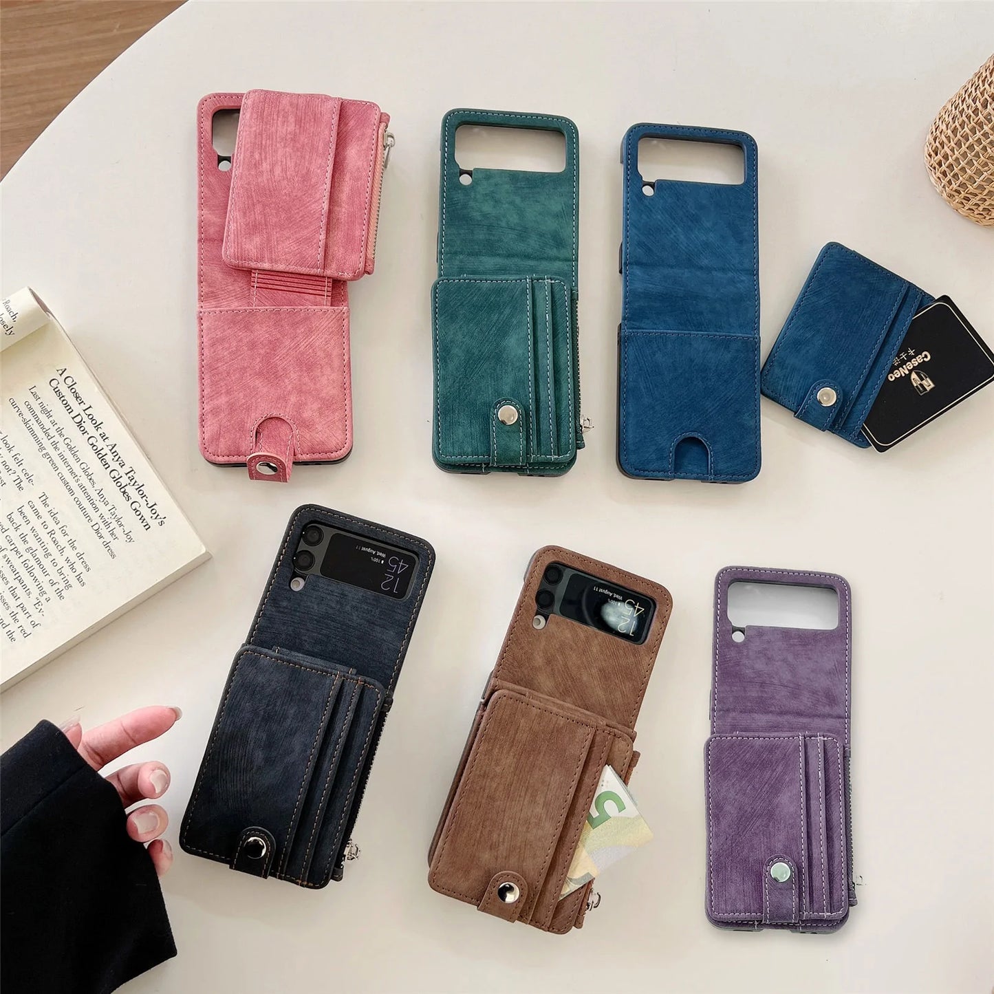 Suitable For Samsung z flip3/4 Wallet Phone Case With Card Holder