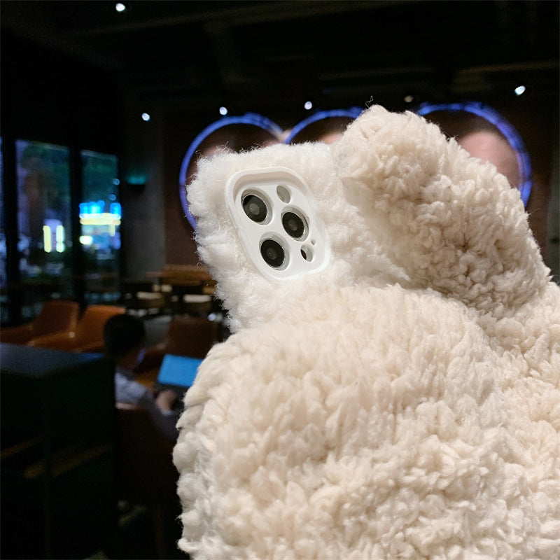 Winter Cute Gloves Fluffy Warm Phone Case