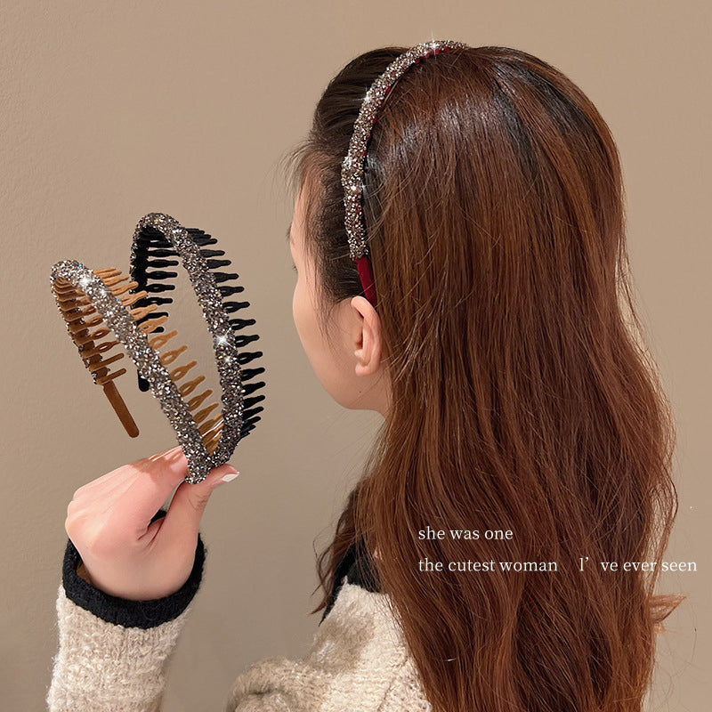 Rhinestone Headband with Tooth Broken Hair