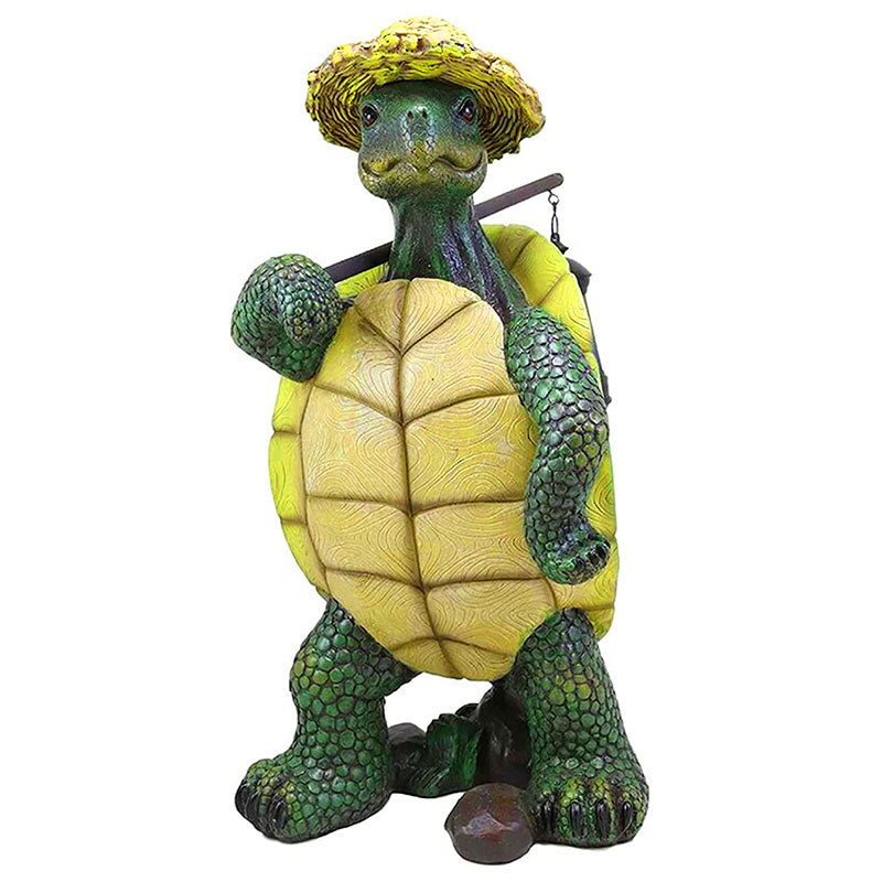 Hiking Tortoise with Straw Hat Statue