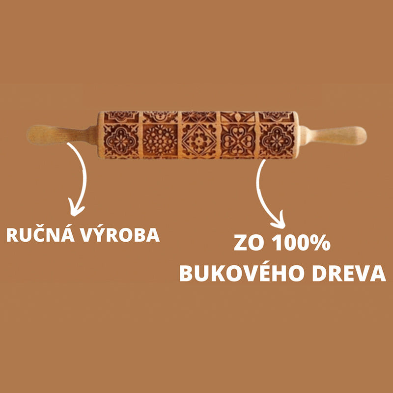 Solid Wood Embossed Rolling Pin