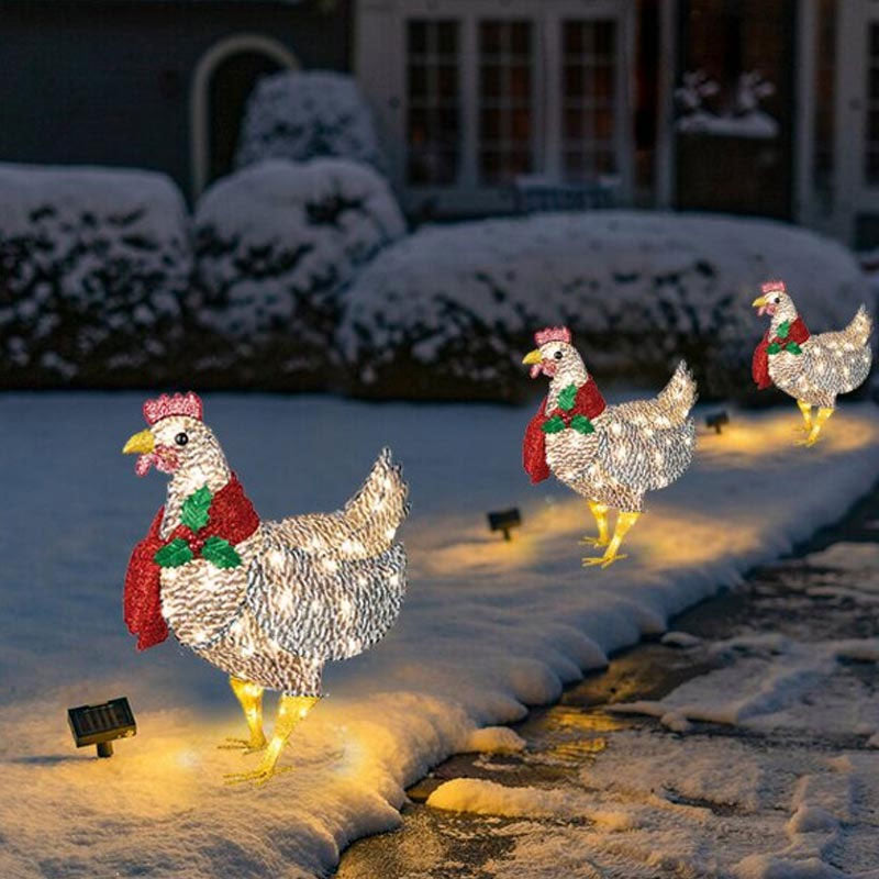 Christmas Pre-Sale Light-Up Chicken with Scarf Holiday Decoration