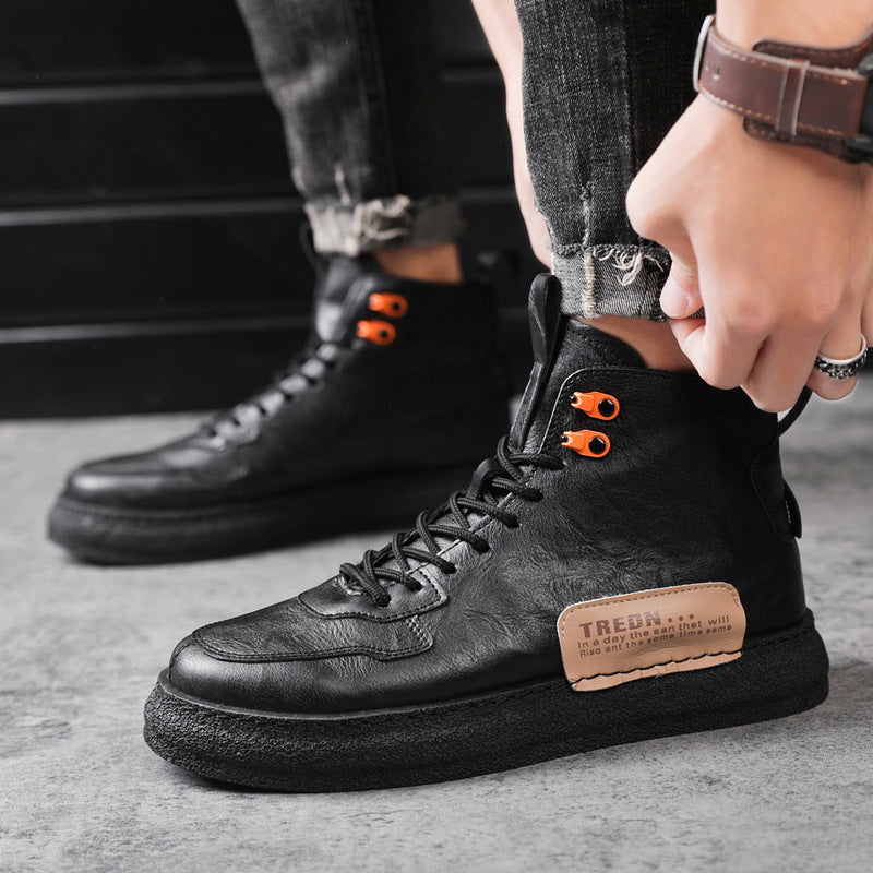 Men Letter Patch Lace-up Front Boots