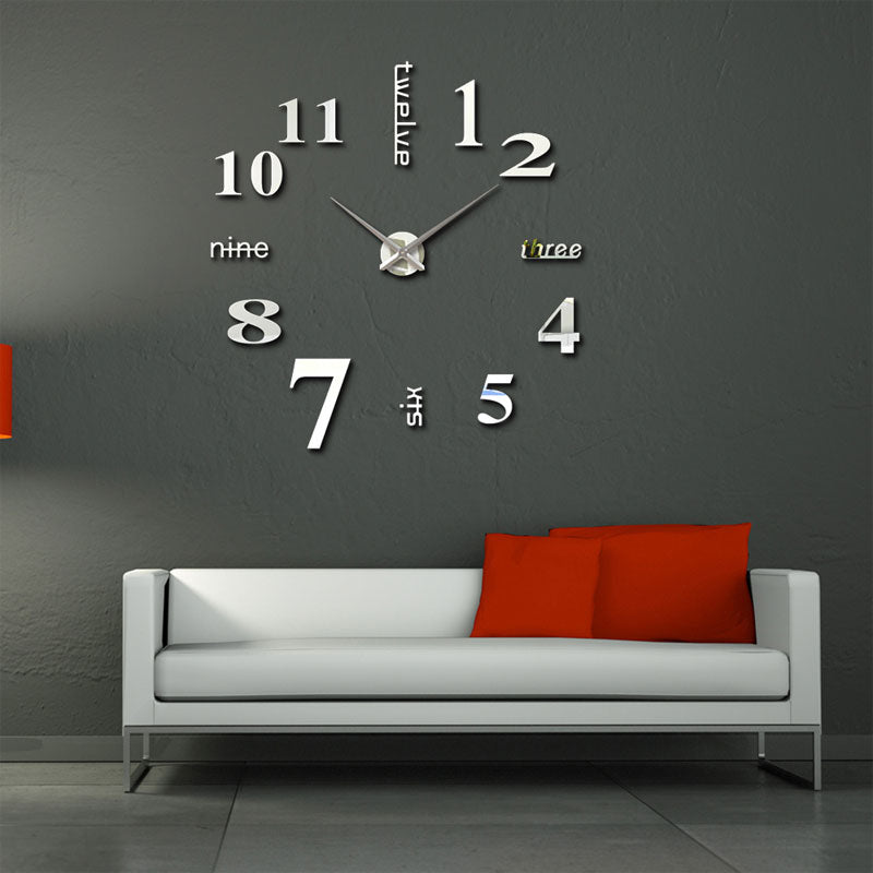 3D Frameless Large Diy Wall Clock