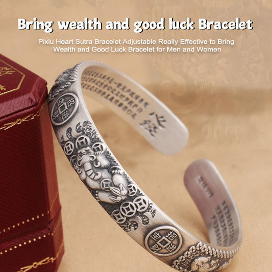 Pixiu Heart Sutra Bracelet Adjustable Really Effective to Bring Wealth and Good Luck Bracelet for Men and Women