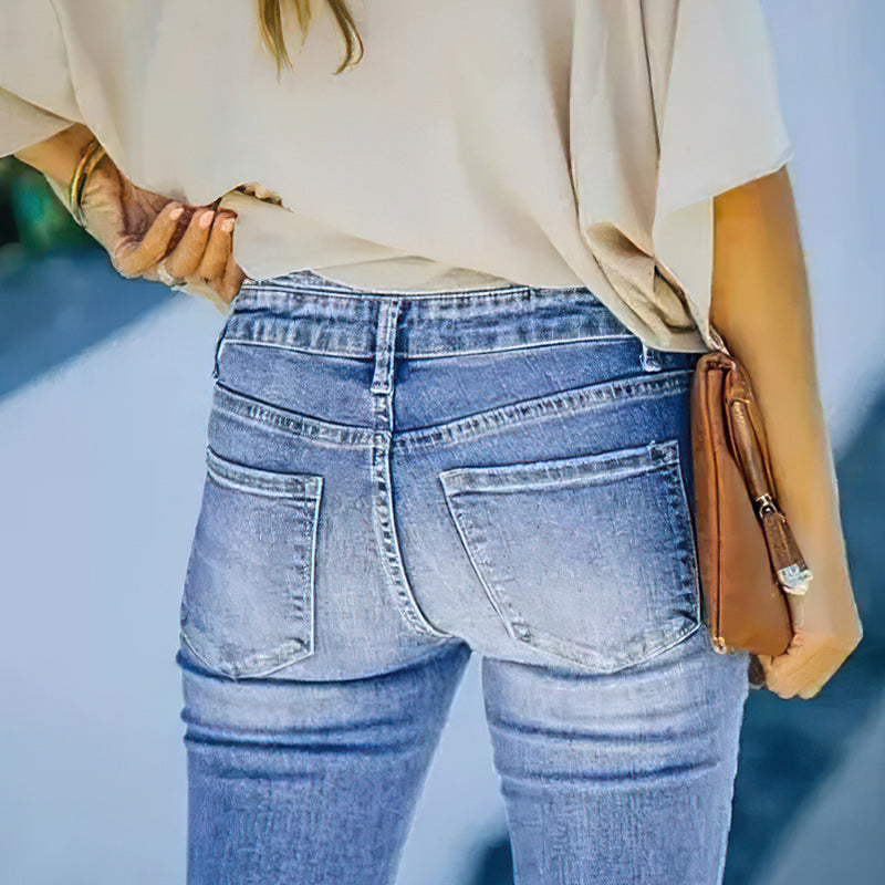 Vintage Button Fly High Waist Flare Leg Jeans