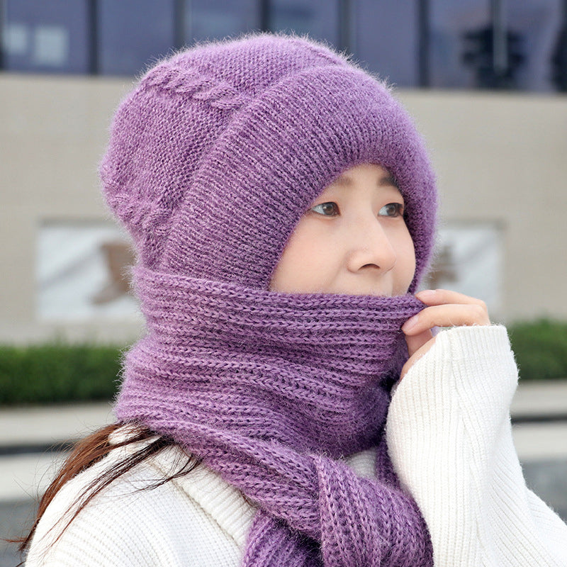 Women's Snow Cap With Hat And Scarf