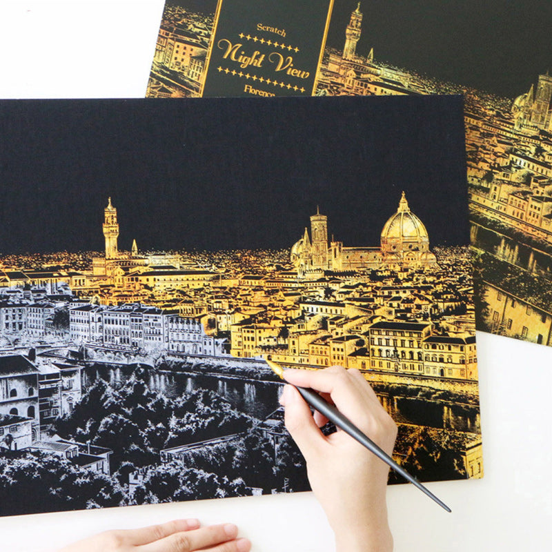 Scratch Painting World Sightseeing Pictures Scraping Image Drawing Paper Home Decoration
