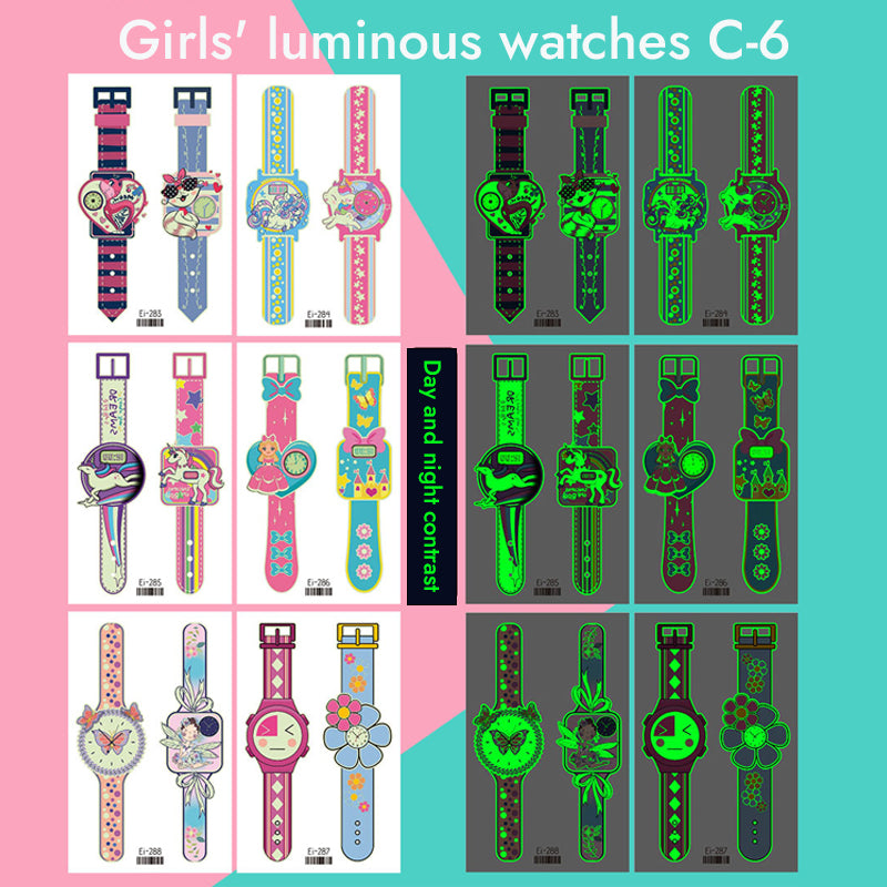 Cartoon Glowing Watch Tattoo Sticker (6 PCS)
