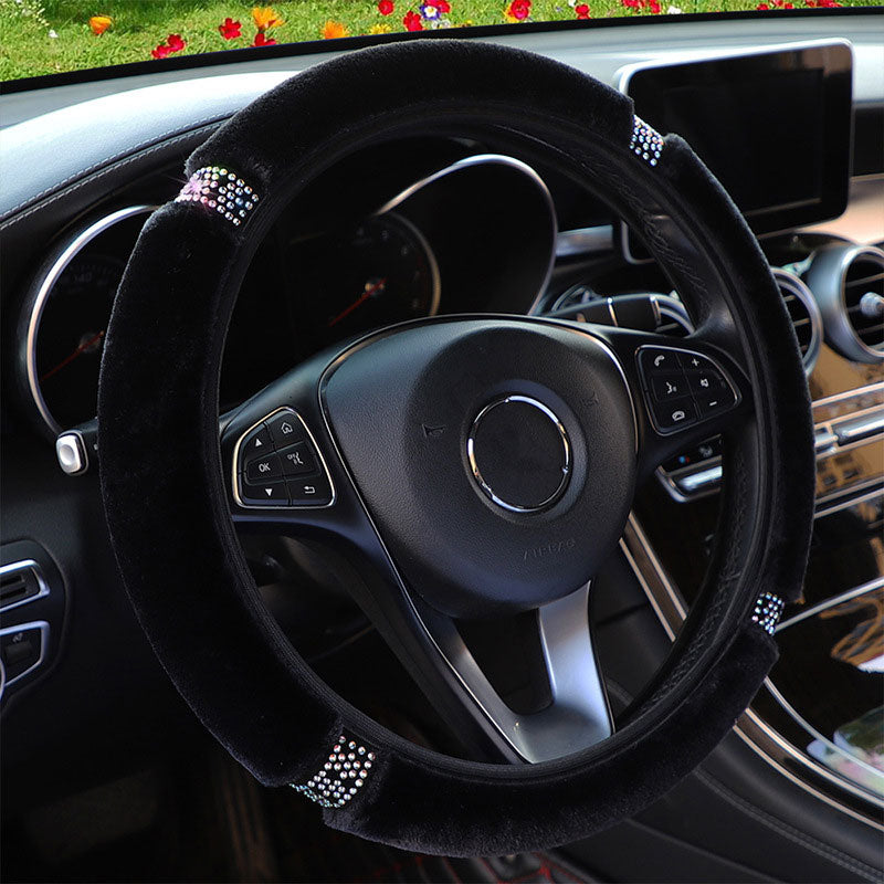 Shiny Rhinestone Fluffy Steering Wheel Cover