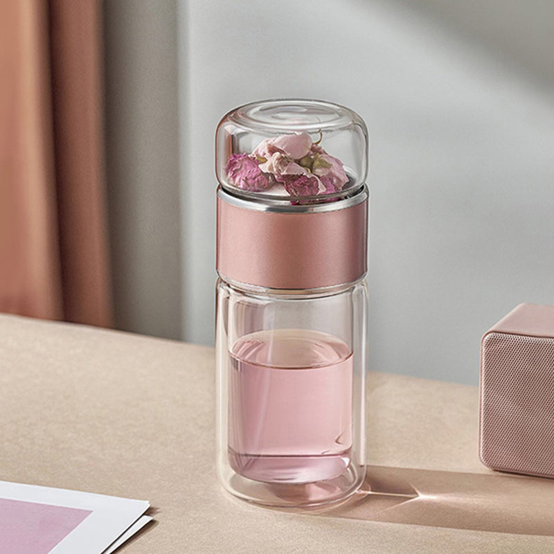 Double Wall Glass Tea Infuser Bottle