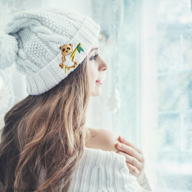 Cute Pet Series Woodcut Sweater Brooch-Little Panda