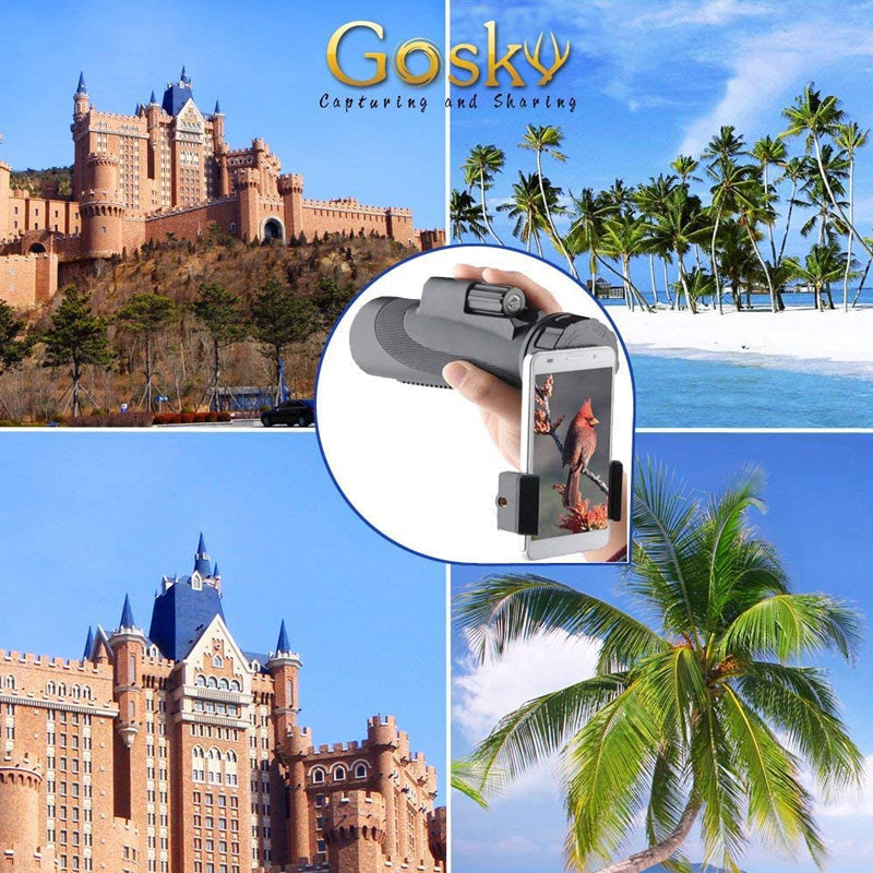 40×60 HD Monocular with Smartphone Holder