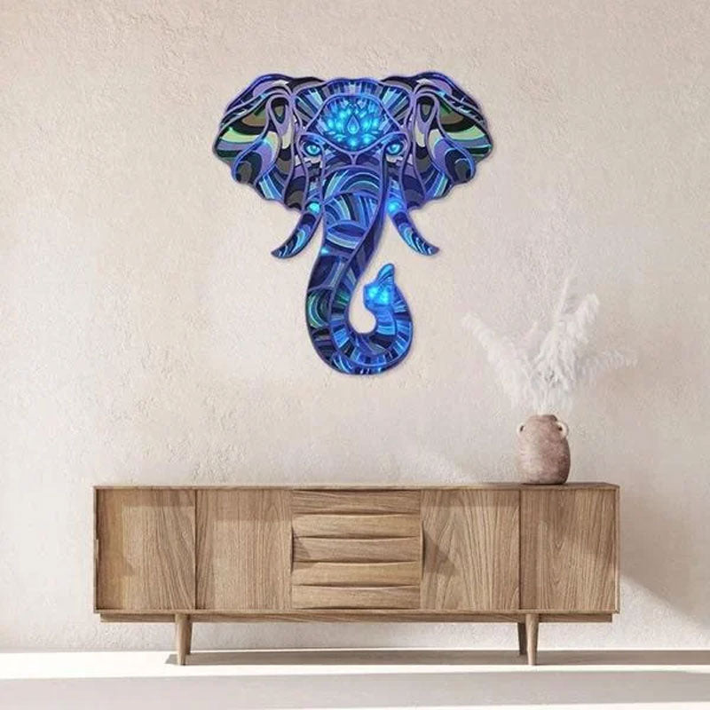 Mandala Elephant Yoga Room Night Light LED