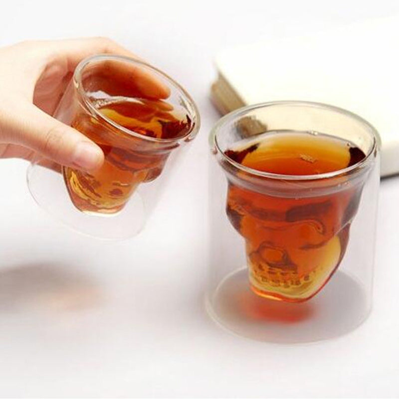 Double Walled Skull Glass Mug For Hot & Cold Drinks