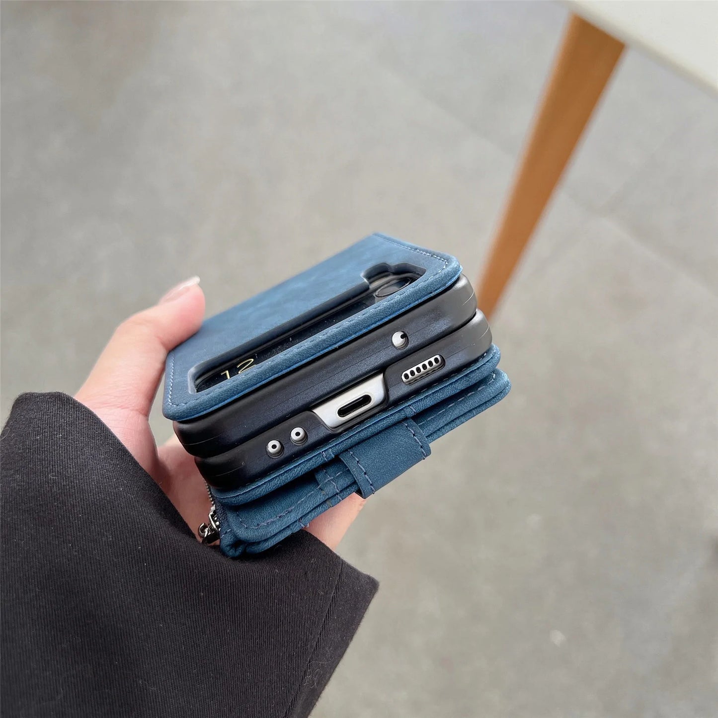 Suitable For Samsung z flip3/4 Wallet Phone Case With Card Holder