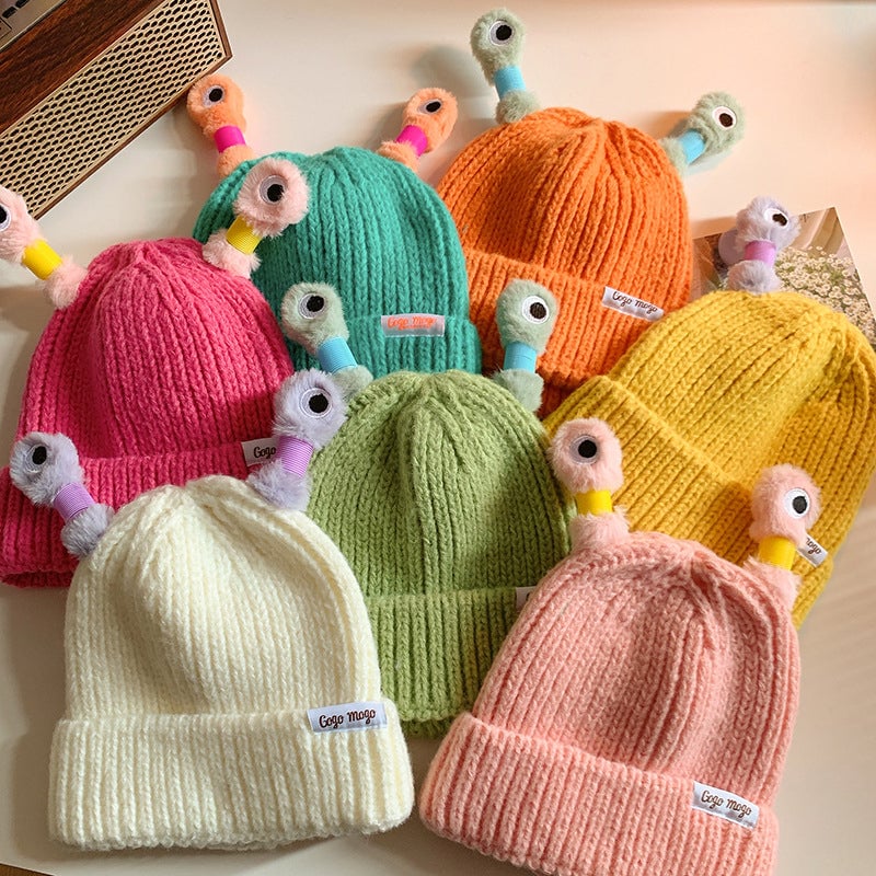 🔥Winter Parent-Child Cute Glowing Little Monster Knit Hat/Cute glowing little monster knitted hat
