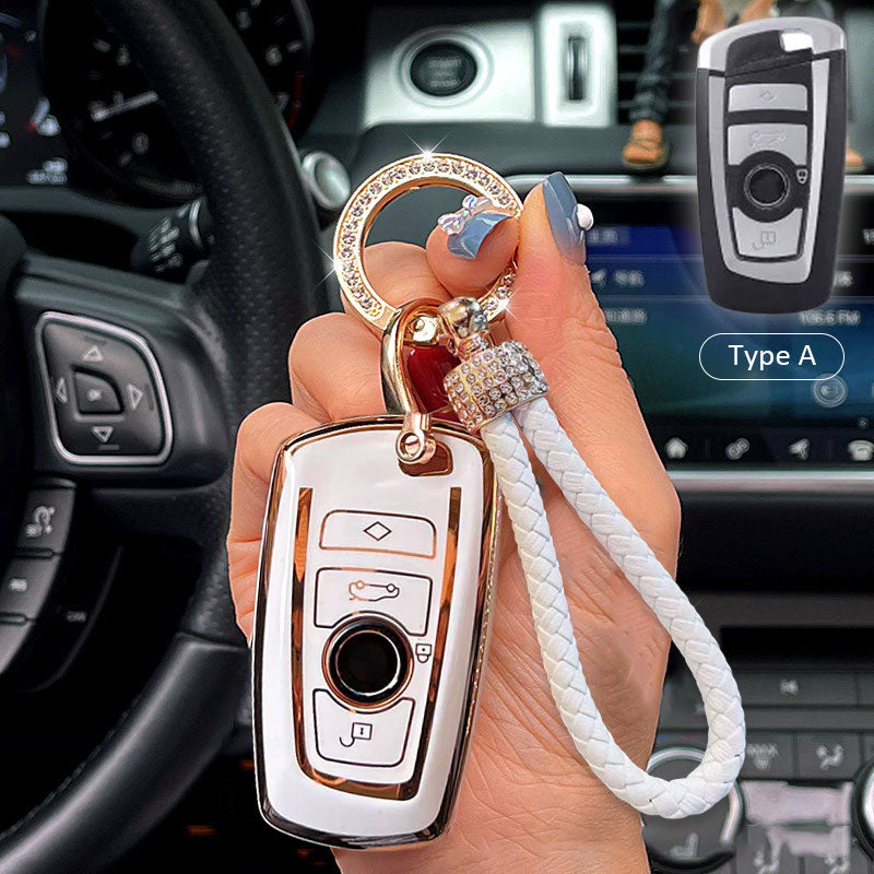 BMW Car Key Case Rhinestones Keychain