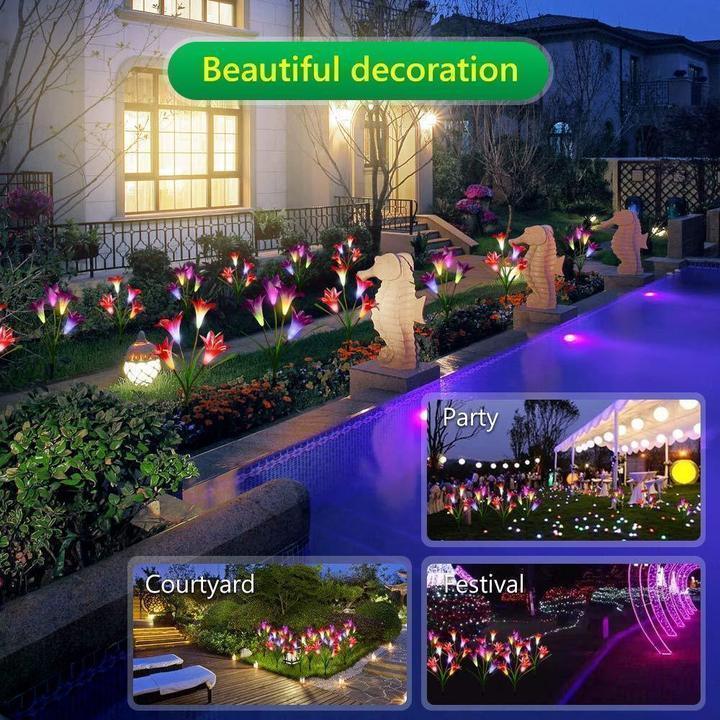 Spring Artificial Lily Solar Garden Stake Lights
