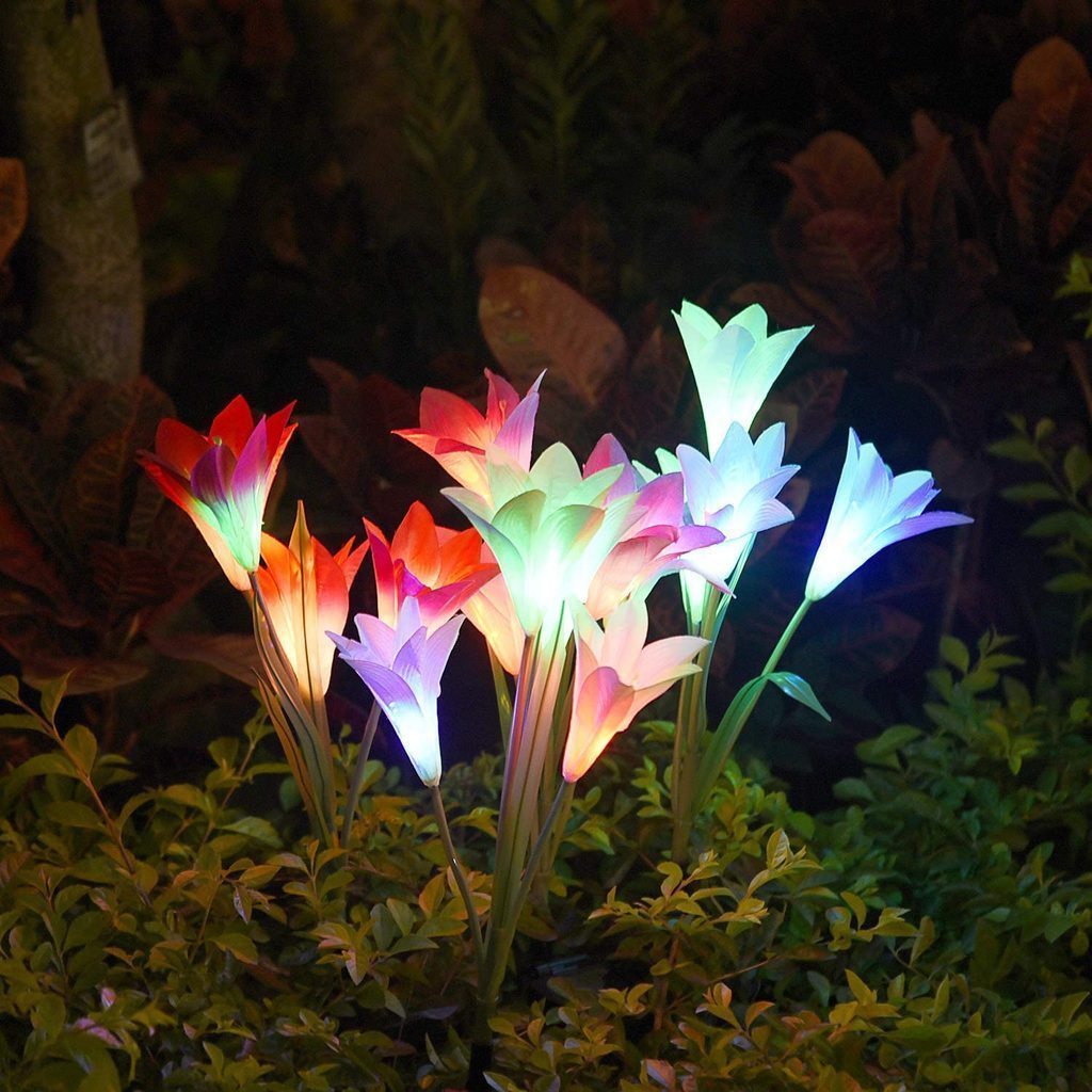 Spring Artificial Lily Solar Garden Stake Lights
