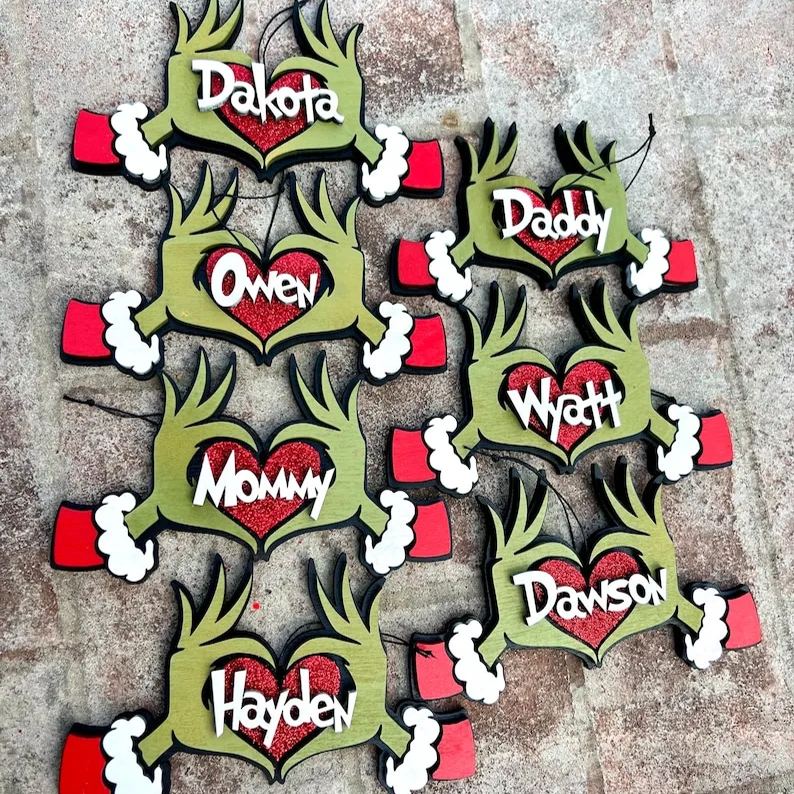 Personalized Grinch Ornament- Stocking Tag