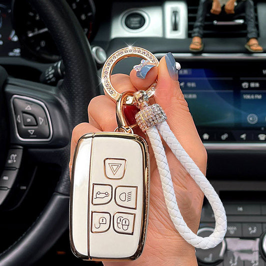 Jaguar Car Key Case Rhinestones Keychain