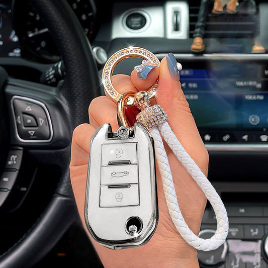 Peugeot Car Key Case Rhinestones Keychain