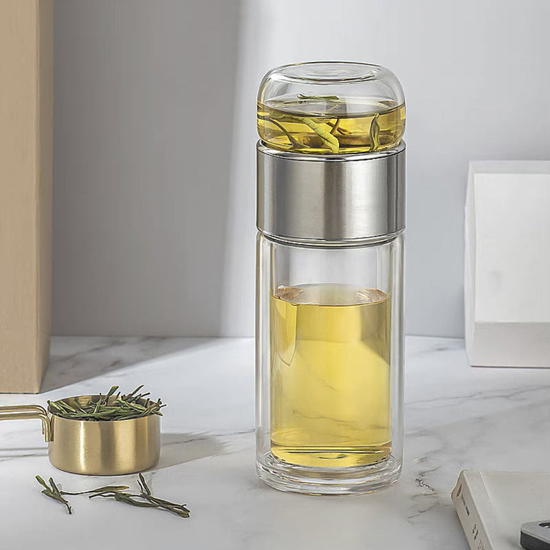 Double Wall Glass Tea Infuser Bottle