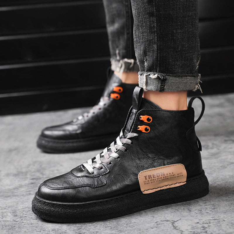 Men Letter Patch Lace-up Front Boots