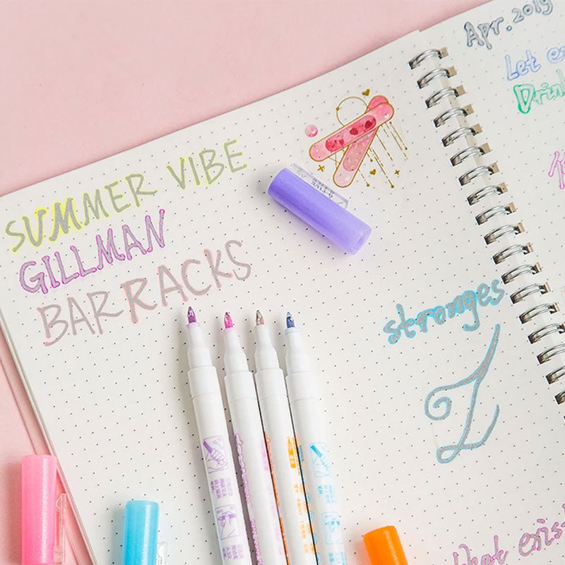 Gift Card Writing & Drawing Double Line Outline Pen---- 8 Colors