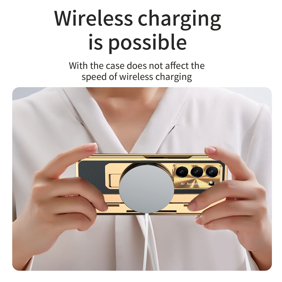 Luxury Leather Magnetic Bracket Shell Electroplated Phone Case For Samsung Galaxy Z Fold3/4/5 With Back Screen Glass