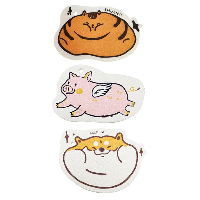 Absorbent Cartoon Wood Pulp Cotton Dishcloth Cleaning Cloth