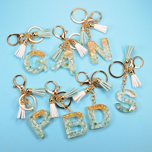 Gold Foil Resin Letter Keychain