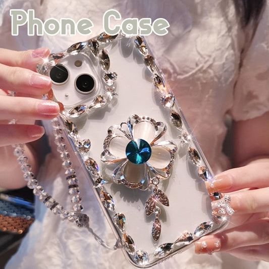 Diamond Transparent Flower Phone Case