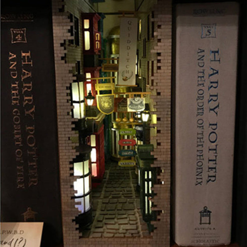 DIY Wooden Diagon Alley Bookshelf Art Bookends