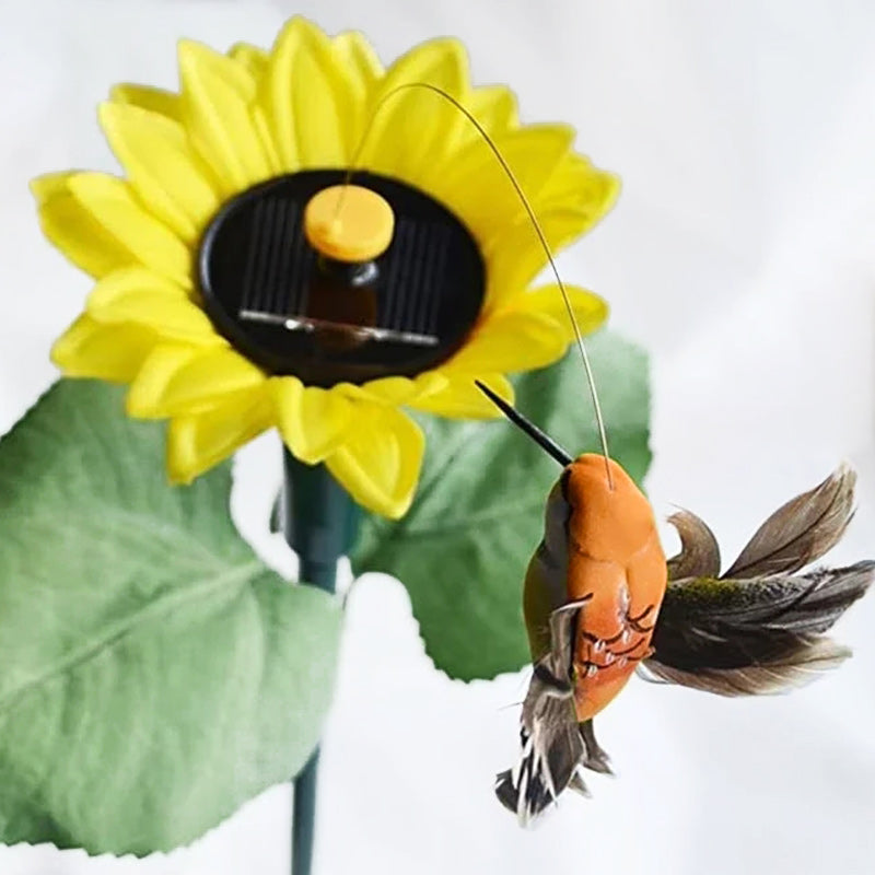 Solar Dancing Hummingbird With Sunflower