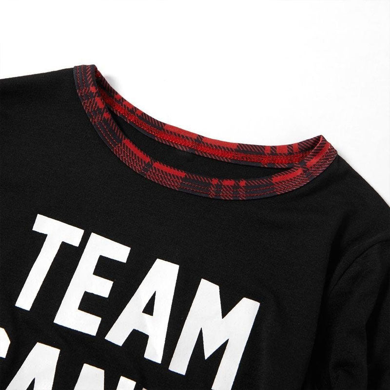 Christmas Team Santa Letter Print Buffalo Plaid Family Matching Pajamas Sets