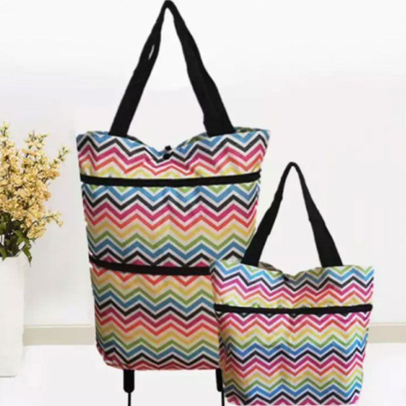 Folding Shopping Bag Collapsible Trolley Bags with Wheels