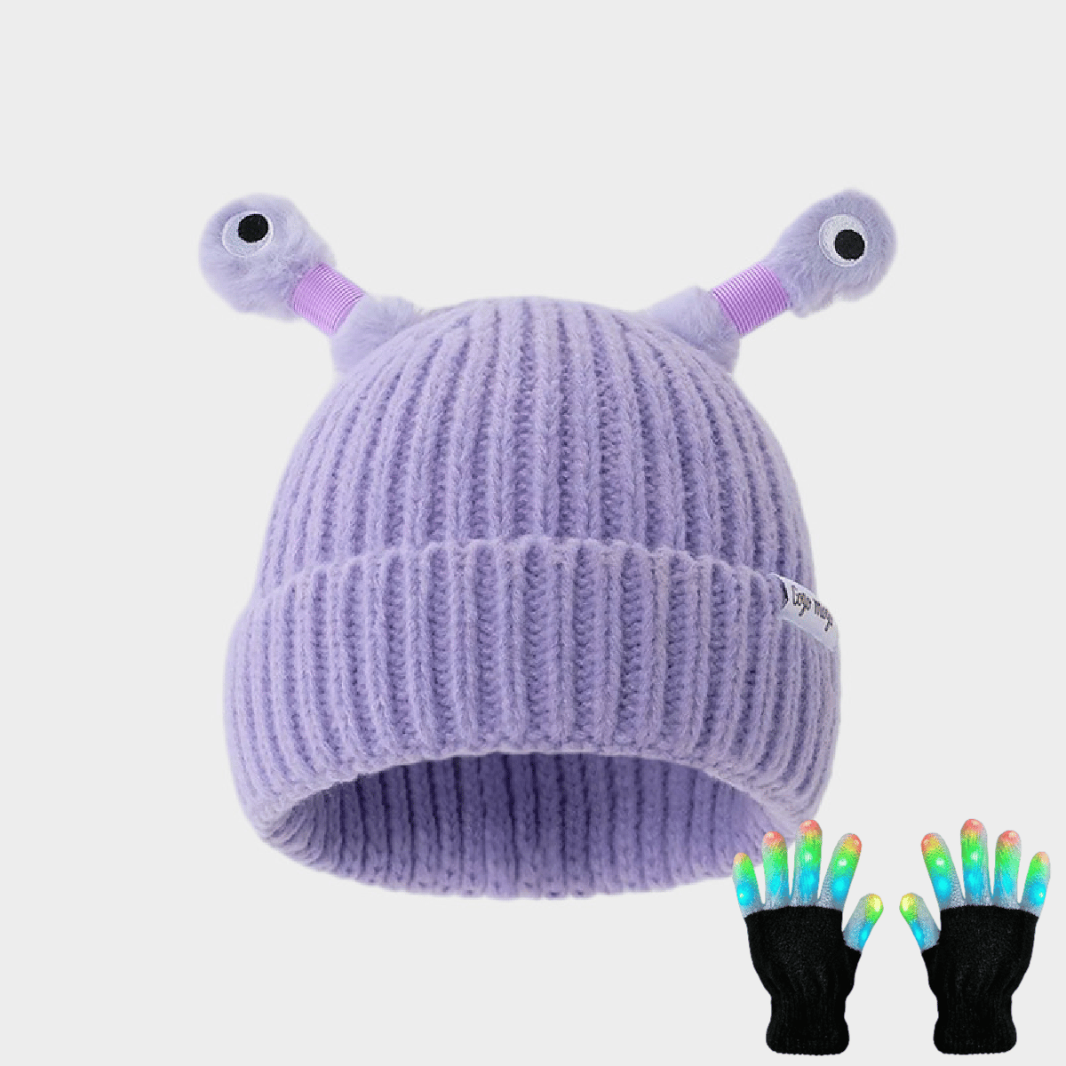 🔥Winter Parent-Child Cute Glowing Little Monster Knit Hat/Cute glowing little monster knitted hat