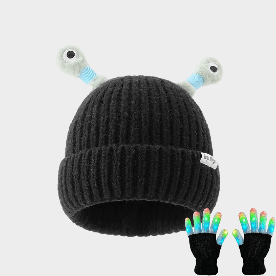 🔥Winter Parent-Child Cute Glowing Little Monster Knit Hat/Cute glowing little monster knitted hat
