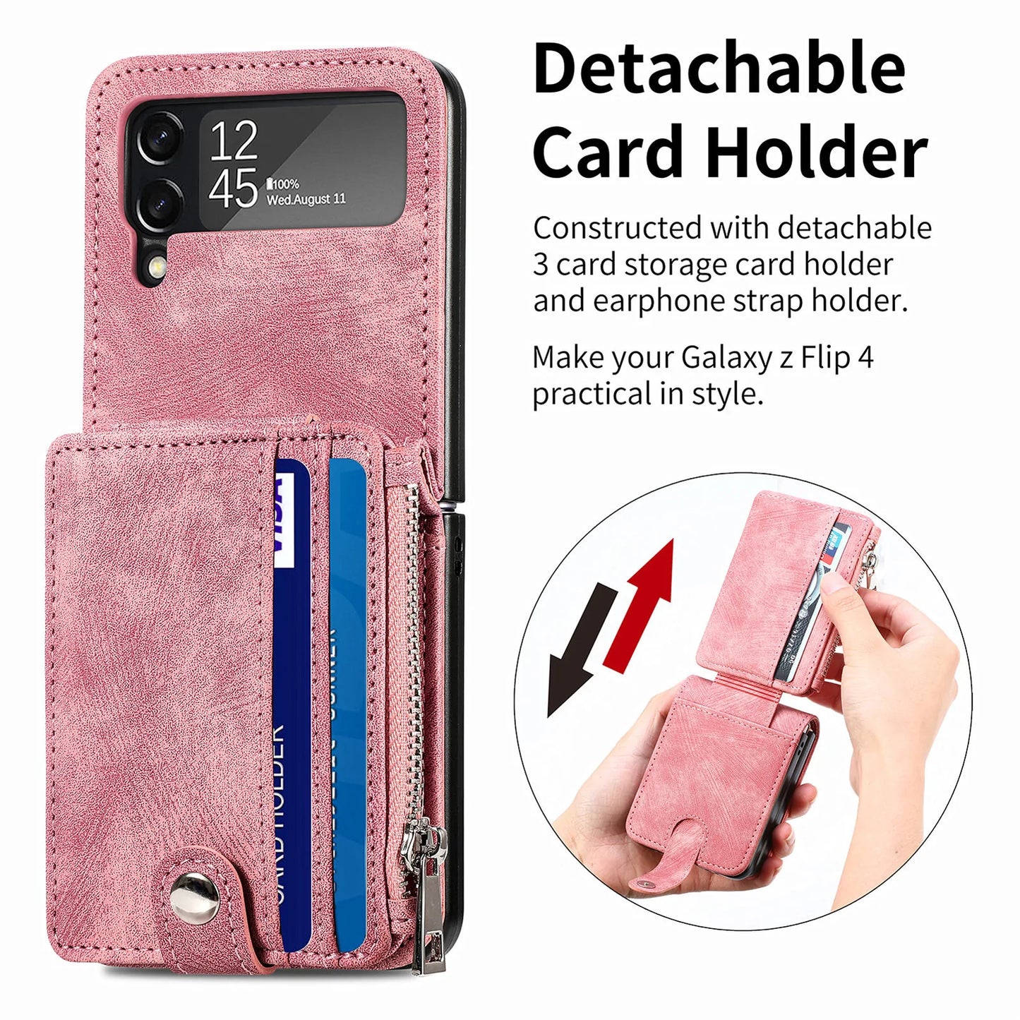 Suitable For Samsung z flip3/4 Wallet Phone Case With Card Holder