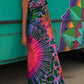 Printed Tie-Back Stretch Maxi Dress