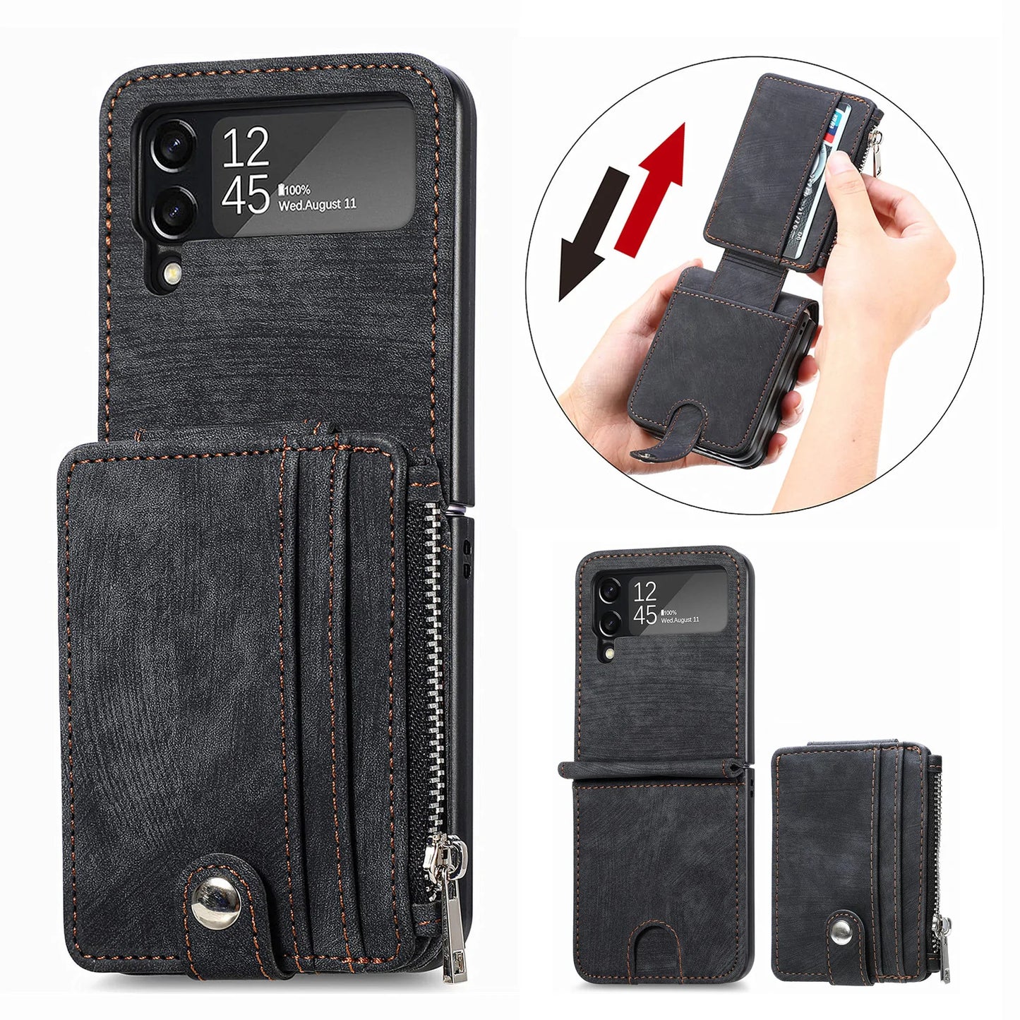 Suitable For Samsung z flip3/4 Wallet Phone Case With Card Holder