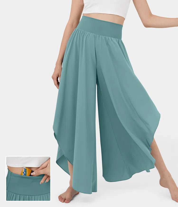 High Waist Ruffled Wide Leg Quick Dry Dance Pants